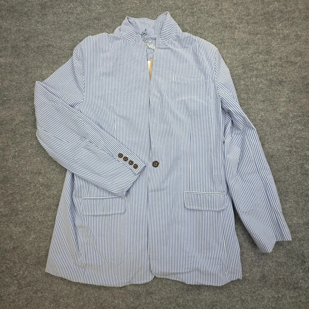 Chubbies Blazer Men's XL Blue Striped Seersucker Dapper Dude Pique NWT